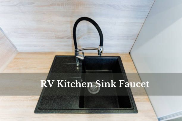 Modern RV kitchen sink faucet with pull-down spray head.